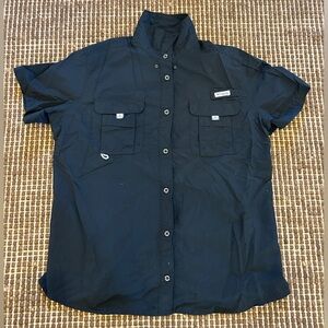 Columbia sportswear PFG women’s black short sleeve button up shirt